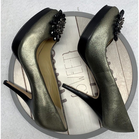 Coach Shoes Pumps Heels Bergen Soft Crackled Leather Green Women's Size 8.5B - Picture 13 of 15